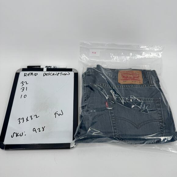 Levi's 514 Jeans Mens 33x32 (32x31 ACTUAL) Straight Fit Blue Denim Faded Wash - Picture 9 of 9